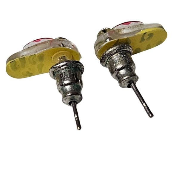 Tiny Rhinestone Yellow Flip Flop Stud Earrings Summer Vacation Beach Core Women - Picture 3 of 4